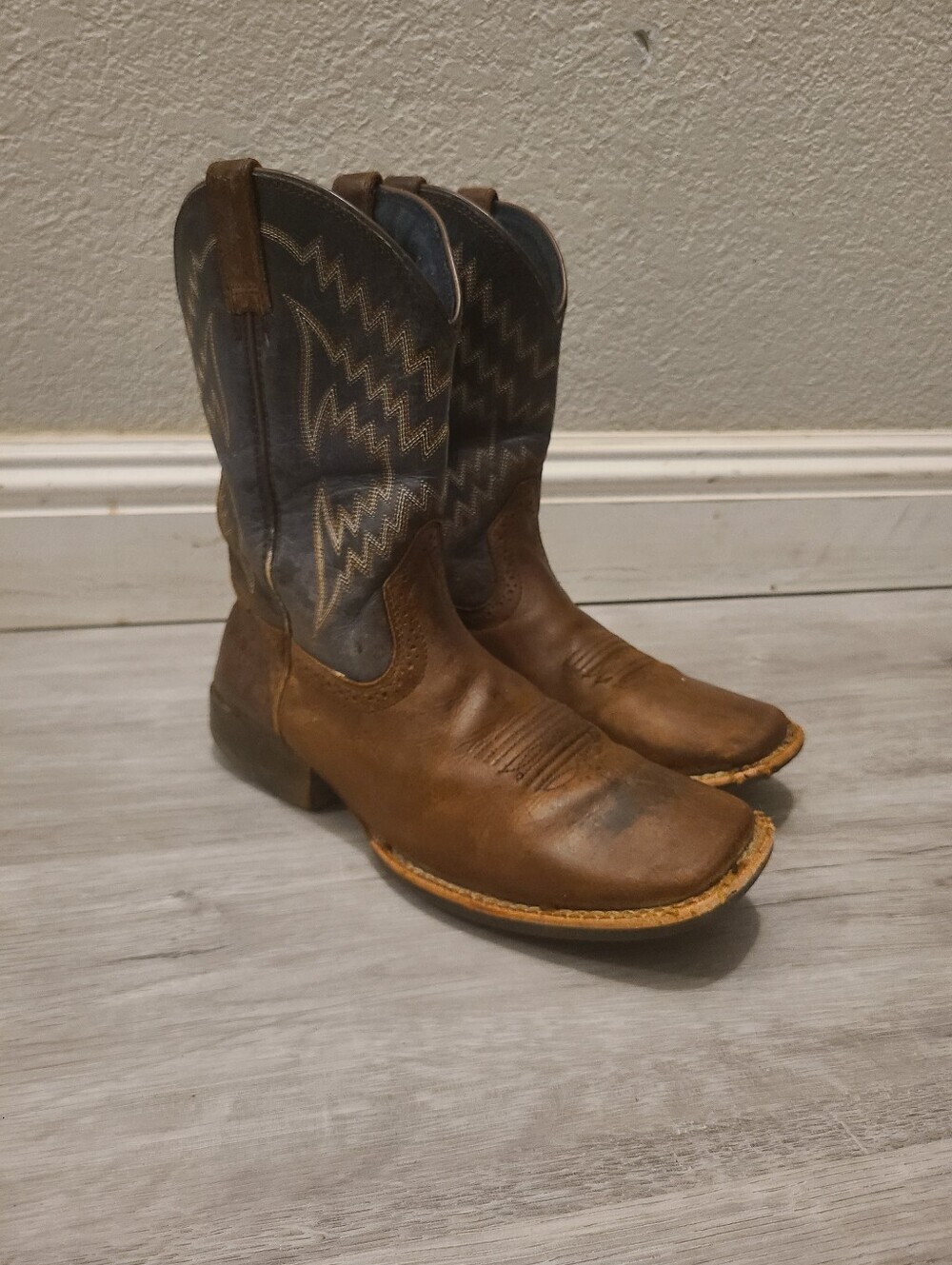 Ariat Mens Tycoon Western Work Boots Wide Square Toe Brown Blue Size 5